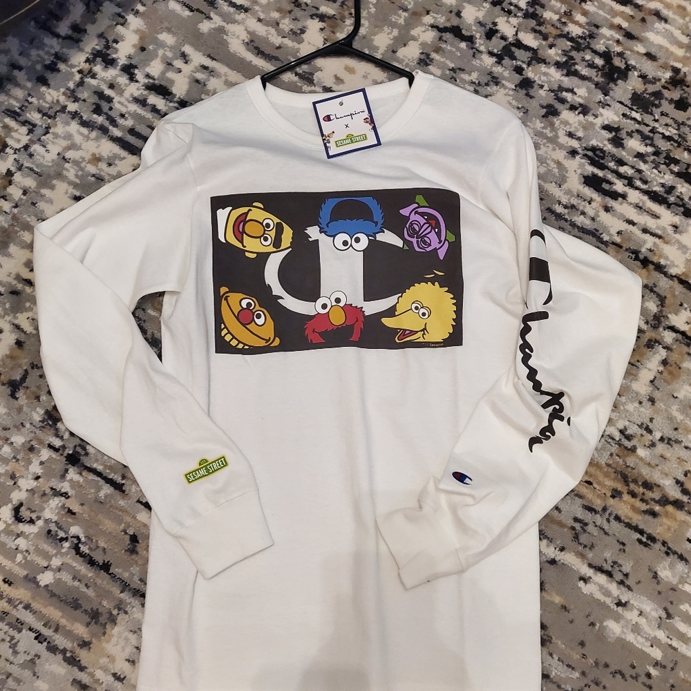Men's champion x sesame Street shirt.